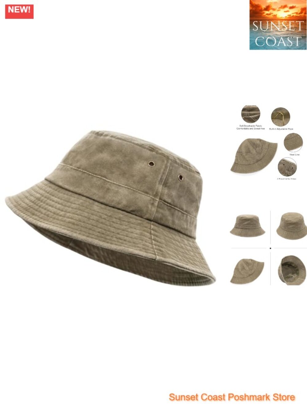 Cotton Bucket Hat Foldable Wide Brim UV Sun Protection Fishing Beach